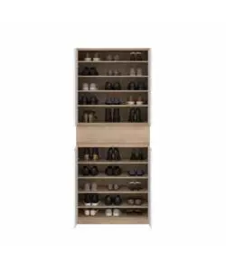 SCARPIERA "NAIA" IN TRUCIOLARE MELAMINICO COLORE ROVERE E BIANCO CON QUATTRO ANTE E UN CASSETTO, 80,4X40X191,7 CM