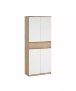 SCARPIERA "NAIA" IN TRUCIOLARE MELAMINICO COLORE ROVERE E BIANCO CON QUATTRO ANTE E UN CASSETTO, 80,4X40X191,7 CM