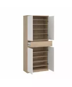 SCARPIERA "NAIA" IN TRUCIOLARE MELAMINICO COLORE ROVERE E BIANCO CON QUATTRO ANTE E UN CASSETTO, 80,4X40X191,7 CM