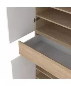 SCARPIERA "NAIA" IN TRUCIOLARE MELAMINICO COLORE ROVERE E BIANCO CON QUATTRO ANTE E UN CASSETTO, 80,4X40X191,7 CM