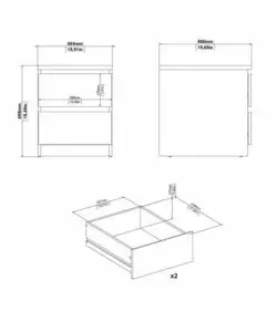 COMODINO "NAIA" CON 2 CASSETTI COLORE LEGNO, 40,4X50X49,5 CM