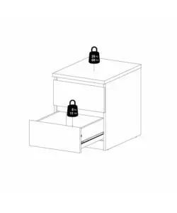 COMODINO "NAIA" CON 2 CASSETTI COLORE LEGNO, 40,4X50X49,5 CM