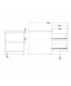 COMODINO 2 CASSETTI "NAIA" BIANCO LUCIDO 40,4X50X49,5 CM