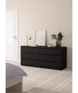 CASSETTIERA 6 CASSETTI "NAIA" NERO OPACO 153,8X50X70,1 CM
