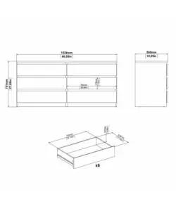 CASSETTIERA 6 CASSETTI "NAIA" NERO OPACO 153,8X50X70,1 CM