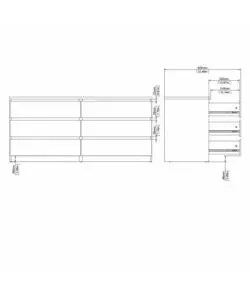 CASSETTIERA 6 CASSETTI "NAIA" NERO OPACO 153,8X50X70,1 CM