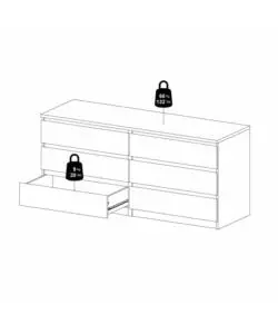 CASSETTIERA 6 CASSETTI "NAIA" NERO OPACO 153,8X50X70,1 CM