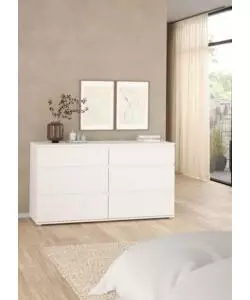 CASSETTIERA DOPPIA "NOVA" CON 6 CASSETTI COLORE BIANCO, 153,4X50X83,7 CM