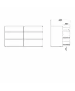 CASSETTIERA DOPPIA "NOVA" CON 6 CASSETTI COLORE BIANCO, 153,4X50X83,7 CM
