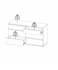 CASSETTIERA DOPPIA "NOVA" CON 6 CASSETTI COLORE BIANCO, 153,4X50X83,7 CM