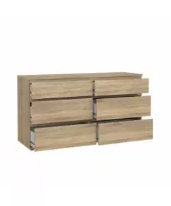 CASSETTIERA DOPPIA "NOVA" CON 6 CASSETTI COLORE ROVERE, 153,4X50X83,7 CM