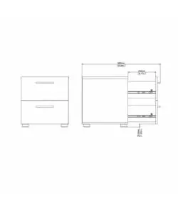 COMODINO 2 CASSETTI "PEPE" ROVERE E BIANCO LUCIDO 40X40,2X42,3 CM