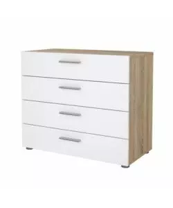 CASSETTIERA 4 CASSETTI "PEPE" ROVERE E BIANCO LUCIDO 80,2X40,2X68,2 CM