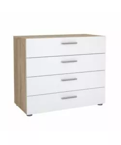 CASSETTIERA 4 CASSETTI "PEPE" ROVERE E BIANCO LUCIDO 80,2X40,2X68,2 CM