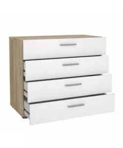 CASSETTIERA 4 CASSETTI "PEPE" ROVERE E BIANCO LUCIDO 80,2X40,2X68,2 CM