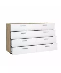 CASSETTIERA 8 CASSETTIERA "PEPE" ROVERE E BIANCO LUCIDO 140X40X81,7 CM