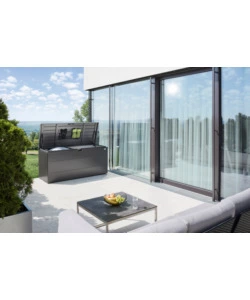 BAULE DA ESTERNO IMPERMEABILE BIOHORT "STYLEBOX 170" IN ACCIAIO ZINCATO GRIGIO SCURO METALLIZZATO 685 LT 170X70X81 CM - COD. B340710