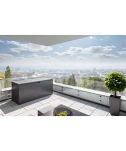 BAULE DA ESTERNO IMPERMEABILE BIOHORT "STYLEBOX 170" IN ACCIAIO ZINCATO GRIGIO SCURO METALLIZZATO 685 LT 170X70X81 CM - COD. B340710