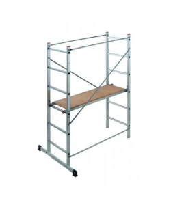 TRABATTELLO MULTIFUNZIONE "EASY 100" IN ALLUMINIO CON PIANALE IN PINO, PORTATA MASSIMA 150 KG
