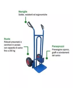CARRELLO TRASPORTO UNIVERSALE EUROGARDEN PORTATA 200 KG