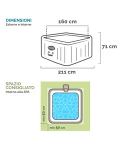 PISCINA IDROMASSAGGIO GONFIABILE INTEX "BUBBLE MASSAGE SET GREYSTONE DELUXE" 4 POSTI - COD. 28450EX