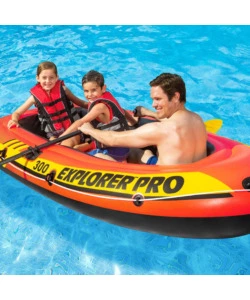CANOTTO GONFIABILE INTEX "EXPLORER PRO 300" CON REMI E POMPA IN VINILE ARANCIONE 244X117X36 - COD. 58358NP