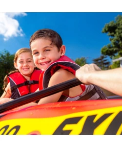 CANOTTO GONFIABILE INTEX "EXPLORER PRO 300" CON REMI E POMPA IN VINILE ARANCIONE 244X117X36 - COD. 58358NP