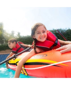 CANOTTO GONFIABILE INTEX "EXPLORER PRO 300" CON REMI E POMPA IN VINILE ARANCIONE 244X117X36 - COD. 58358NP