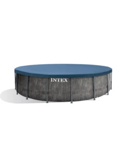 PISCINA FUORI TERRA CON STRUTTURA ROTONDA INTEX "PRISM GREYWOOD" POMPA FILTRO EFFETTO LEGNO GRIGIO 457X122 CM - COD. 26742NP