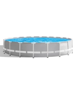 PISCINA FUORI TERRA CON STRUTTURA ROTONDA INTEX "PRISMA FRAME" CON POMPA FILTRO GRIGIO CHIARO 610X132 CM  - COD. 26756NP
