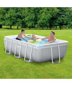 PISCINA FUORI TERRA CON STRUTTURA RETTANGOLARE INTEX "PRISMA METAL FRAME" GRIGIO CHIARO 300X175X80 CM - COD. 26784NP