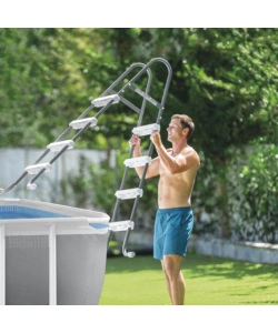 PISCINA FUORI TERRA CON STRUTTURA RETTANGOLARE INTEX "PRISMA METAL FRAME" GRIGIO CHIARO 300X175X80 CM - COD. 26784NP