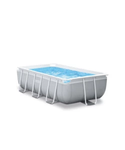 PISCINA FUORI TERRA CON STRUTTURA RETTANGOLARE INTEX "PRISMA METAL FRAME" GRIGIO CHIARO 300X175X80 CM - COD. 26784NP