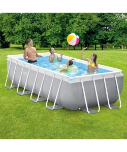 PISCINA FUORI TERRA CON STRUTTURA RETTANGOLARE INTEX "PRISMA METAL FRAME" GRIGIO CHIARO 400X200X100 CM - COD. 26788NP