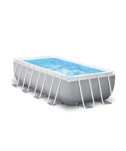 PISCINA FUORI TERRA CON STRUTTURA RETTANGOLARE INTEX "PRISMA METAL FRAME" GRIGIO CHIARO 400X200X100 CM - COD. 26788NP