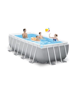 PISCINA FUORI TERRA CON STRUTTURA RETTANGOLARE INTEX "PRISMA METAL FRAME" GRIGIO CHIARO 400X200X122 CM - COD. 26790NP