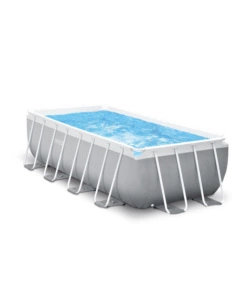 PISCINA FUORI TERRA CON STRUTTURA RETTANGOLARE INTEX "PRISMA METAL FRAME" GRIGIO CHIARO 400X200X122 CM - COD. 26790NP