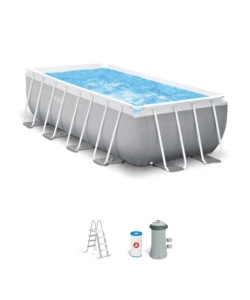 PISCINA FUORI TERRA CON STRUTTURA RETTANGOLARE INTEX "PRISMA METAL FRAME" GRIGIO CHIARO 400X200X122 CM - COD. 26790NP