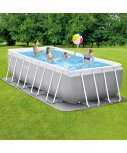 PISCINA FUORI TERRA CON STRUTTURA RETTANGOLARE INTEX "PRISMA METAL FRAME" GRIGIO CHIARO 488X244X107 CM - COD. 26792NP