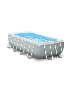 PISCINA FUORI TERRA CON STRUTTURA RETTANGOLARE INTEX "PRISMA METAL FRAME" GRIGIO CHIARO 488X244X107 CM - COD. 26792NP