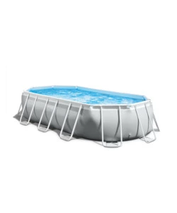 PISCINA FUORI TERRA CON STRUTTURA OVALE INTEX "PRISMA FRAME" CON POMPA FILT GRIGIO CHIARO 503X274X122 CM - COD. 26796NP