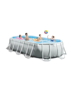 PISCINA FUORI TERRA CON STRUTTURA OVALE INTEX "PRISMA FRAME" CON POMPA FILT GRIGIO CHIARO 503X274X122 CM - COD. 26796NP