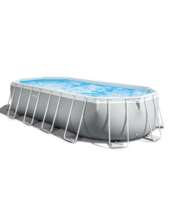 PISCINA FUORI TERRA CON STRUTTURA OVALE INTEX "PRISMA" CON POMPA FILT GRIGIO CHIARO 610X305X122 CM - COD. 26798NP
