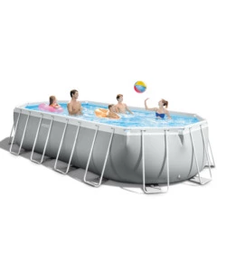 PISCINA FUORI TERRA CON STRUTTURA OVALE INTEX "PRISMA" CON POMPA FILT GRIGIO CHIARO 610X305X122 CM - COD. 26798NP