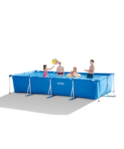 PISCINA FUORI TERRA CON STRUTTURA RETTANGOLARE INTEX "RETCANGULAR FRAME" C/POMPA FILTRO BLU 450X220X84 CM I.2 - COD. 28274NP