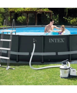 PISCINA FUORI TERRA CON STRUTTURA ROTONDA INTEX "ULTRA XTR FRAME" POMPA A SABBIA ANTRACITE 488X122 CM - COD. 26326NP