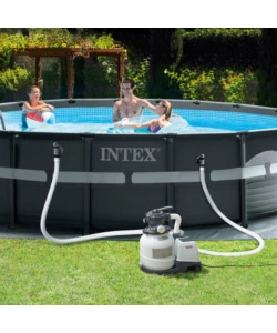 PISCINA FUORI TERRA CON STRUTTURA ROTONDA INTEX "ULTRA XTR FRAME" POMPA A SABBIA ANTRACITE 549X132 CM - COD. 26330NP