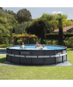 PISCINA FUORI TERRA CON STRUTTURA ROTONDA INTEX "ULTRA XTR FRAME" POMPA A SABBIA ANTRACITE 549X132 CM - COD. 26330NP