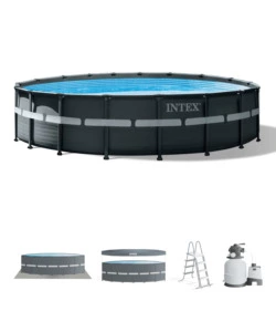 PISCINA FUORI TERRA CON STRUTTURA ROTONDA INTEX "ULTRA XTR FRAME" POMPA A SABBIA ANTRACITE 549X132 CM - COD. 26330NP
