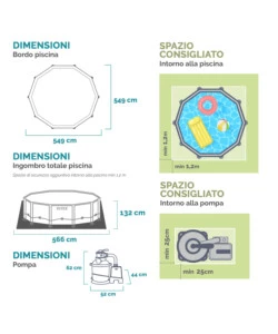 PISCINA FUORI TERRA CON STRUTTURA ROTONDA INTEX "ULTRA XTR FRAME" POMPA A SABBIA ANTRACITE 549X132 CM - COD. 26330NP